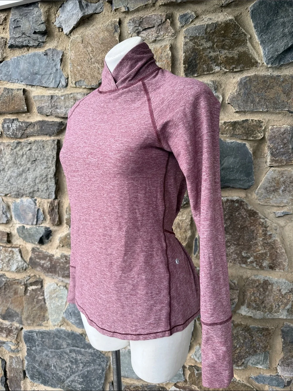 Lululemon Warm Your Core Long Sleeve Tee in Heathered Bordeaux Drama Size 8